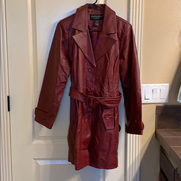 Red Leather Coat - Picture 1 of 6